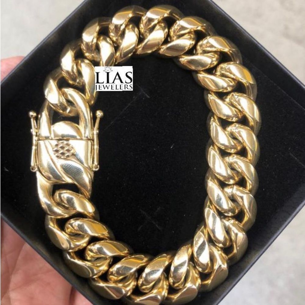 New 18k yellow gold filled Cuban link bracelet